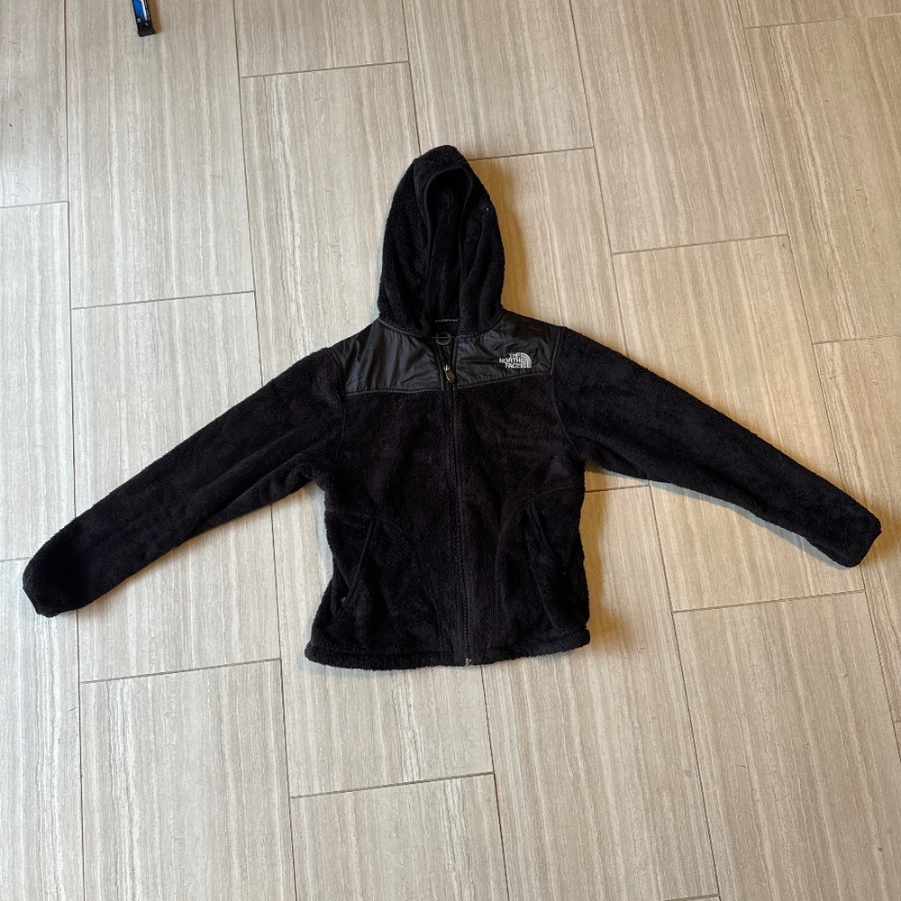 North Face hooded black zip-up jacket